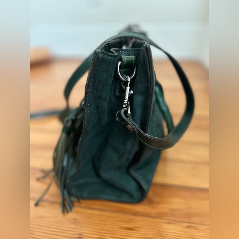 Rich Patricia Nash Dark Green Leather Primrose Suede Bag Handbag Crossbody Purse - Picture 4 of 8